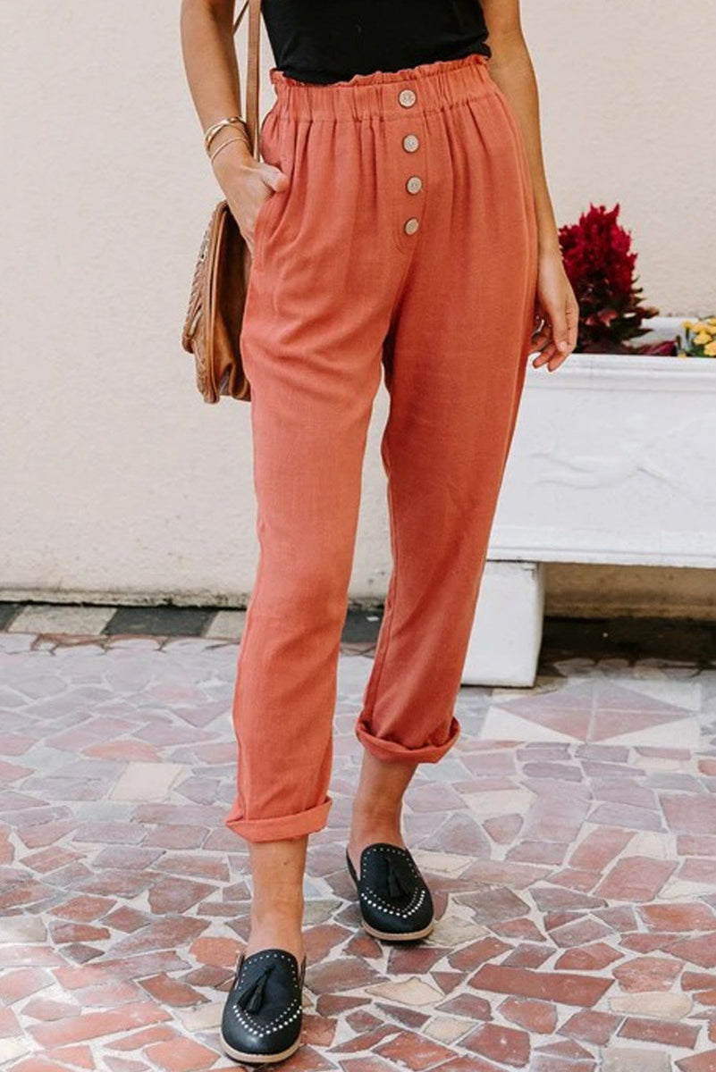 Linen Blend Pocketed Pants