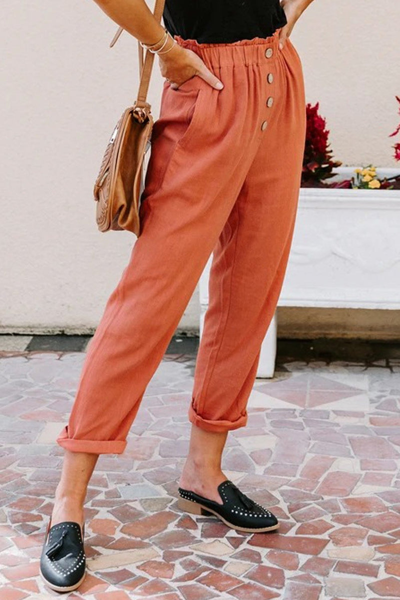 Linen Blend Pocketed Pants