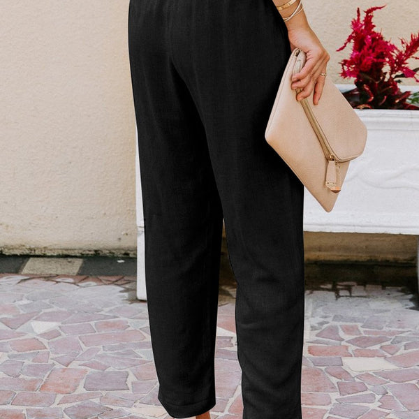 Linen Blend Pocketed Pants