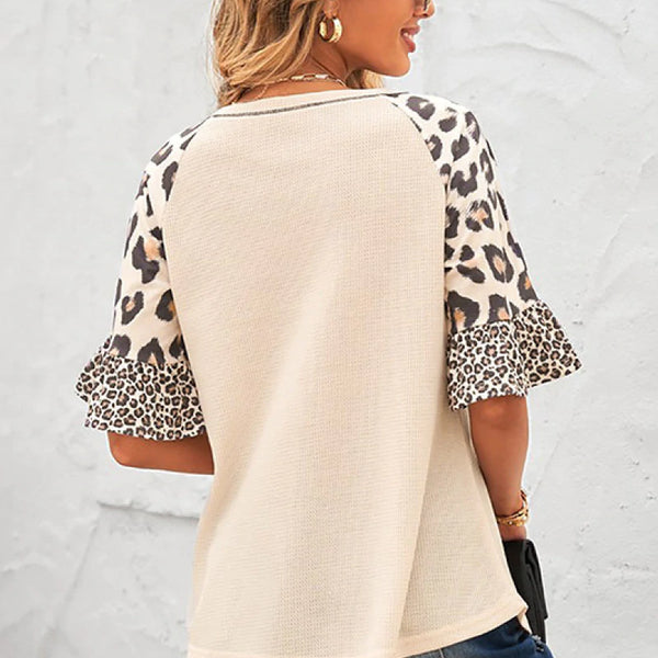Womens Leopard Print Sleeve Top