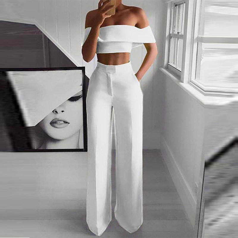 FlexiChic™ – Wide Leg Pants & Crop Top Two-Piece Set