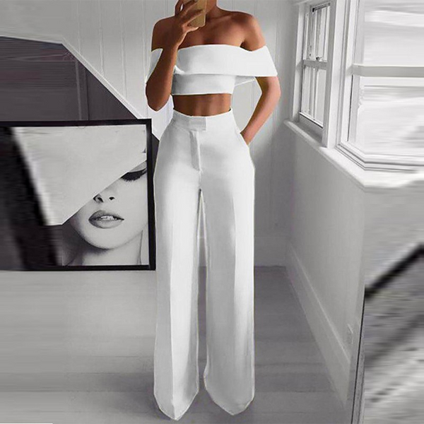 FlexiChic™ – Wide Leg Pants & Crop Top Two-Piece Set