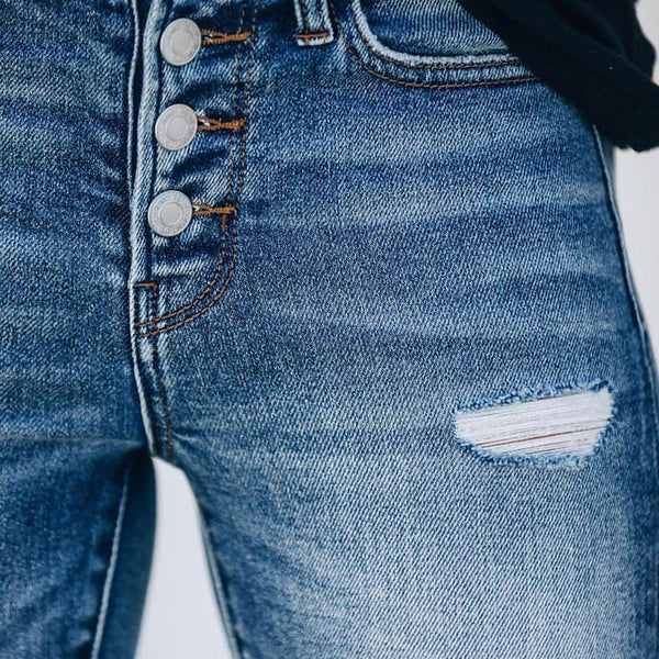 Slim Hole High Elasticity Women's Denim Trousers Jeans