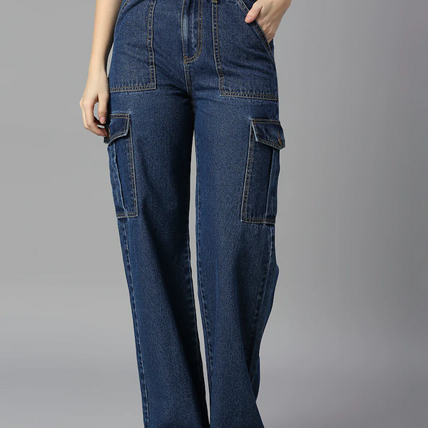 Women High Rise Denim Jeans(Size32)(Colorblue)