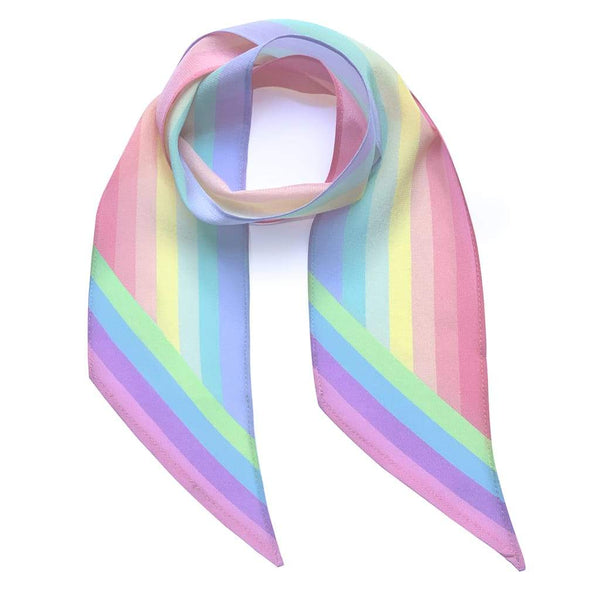 Henley Silk Stripe Neck Scarf Rainbow Pastel